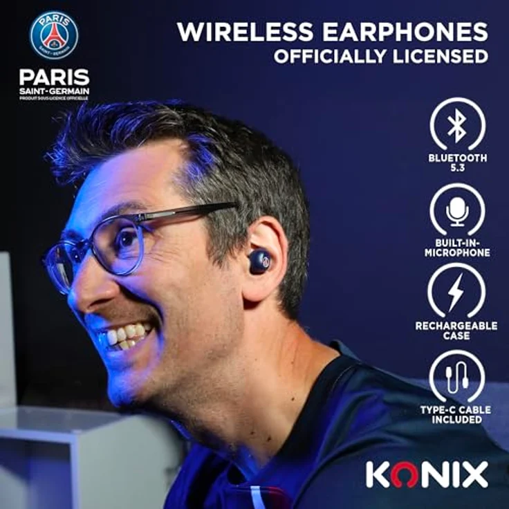 Konix PSG, Kabellose Kopfhörer mit True Wireless Stereo, IPX4 Schutz, 8 Stunden Akkulaufzeit, Blau – Bild 4