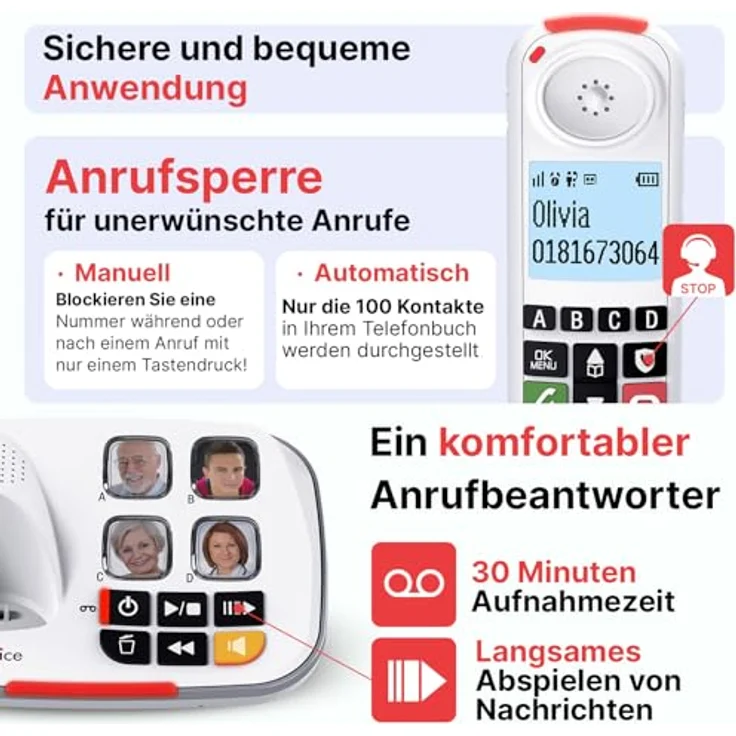 Swissvoice Xtra 2355 duo, Senioren-Telefon mit ergonomischem Design und einfacher Bedienung, schwarz – Bild 4