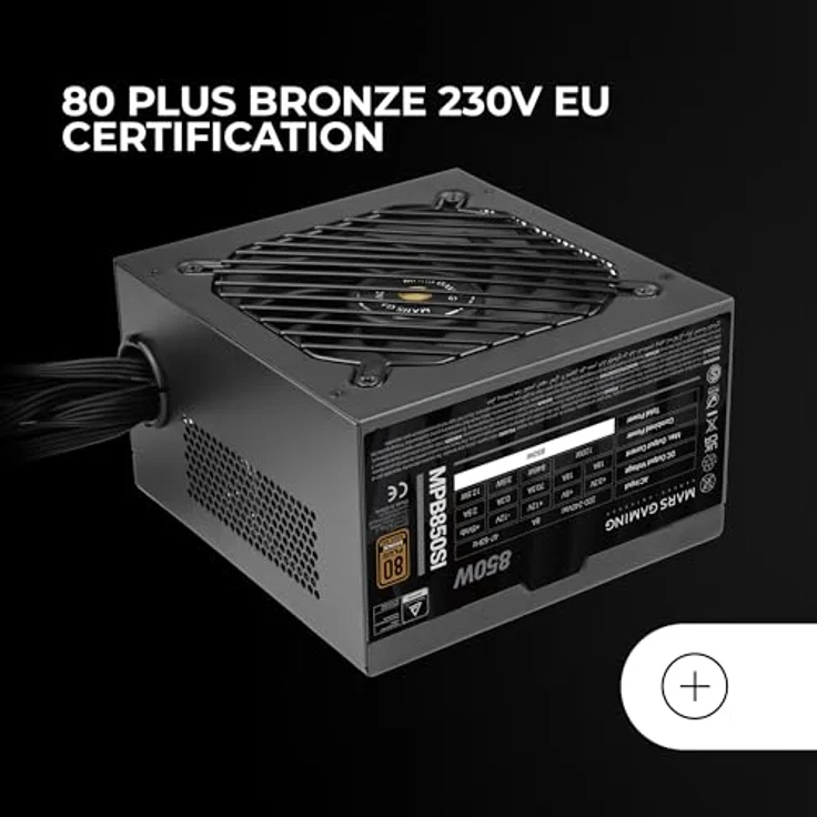 Mars Gaming MPB850SI, ATX-Netzteil 850W, 80Plus Bronze, 90% Effizienz, 7 Jahre Garantie, SI Extreme Silence Lüfter, Schwarz – Bild 5