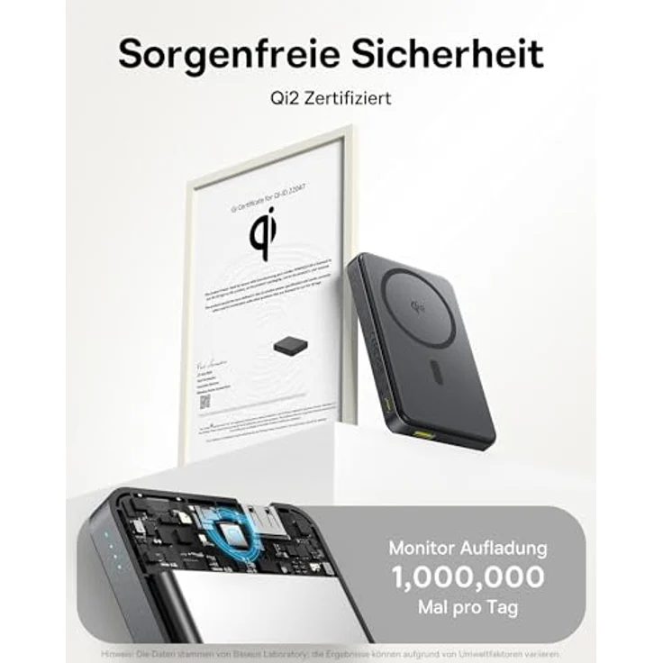 Baseus Qi2 Magsafe Power Bank 10000mAh, Kabelloses Schnellladen 15W, Magnetische Mini Powerbank für iPhone 16/15/14, USB-C PD 22.5W, Schwarz – Bild 4