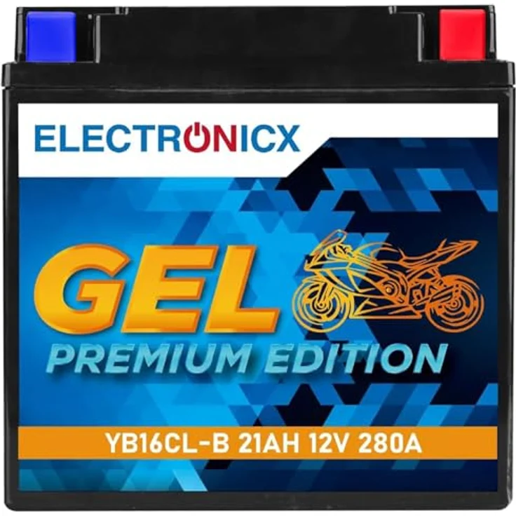 Electronicx YB16CL-B 12V 21Ah GEL Motorrad Batterie ▶ Wartungsfrei, CB16CL-B kompatibel, 6,70 kg – Bild 1