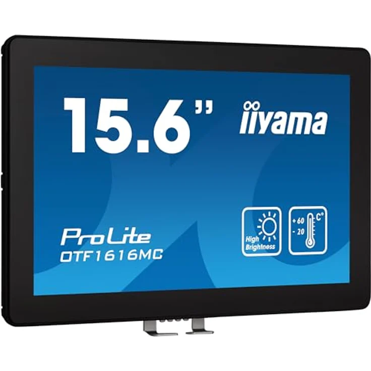 iiyama Prolite OTF1616MC-B1 15,6" VA LED-Monitor Full-HD Semi-Outdoor Open Frame 10 Punkt Multitouch kapazitiv 935 cd/m² VGA HDMI DP RJ45 IP65 7H Touch-durch-Glas Ant-Fingerprint, Schwarz – Bild 1