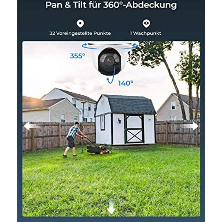 Reolink Erste 4K Solar Überwachungskamera Aussen Akku, Argus PT Ultra + 6W Solarpanel, 2,4&5GHz WiFi, Standalone, Solar WLAN Kamera Outdoor mit 8MP UHD Farbnachtsicht, KI-Erkennung, Keine Monatsgebühr – Bild 4
