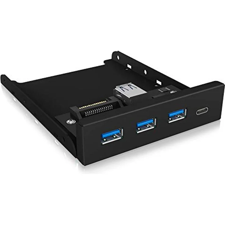 ICY BOX USB 3.0 Frontpanel, 1x USB-C, 3x USB-A, 3,5 Zoll intern, Metall, schwarz – Bild 2