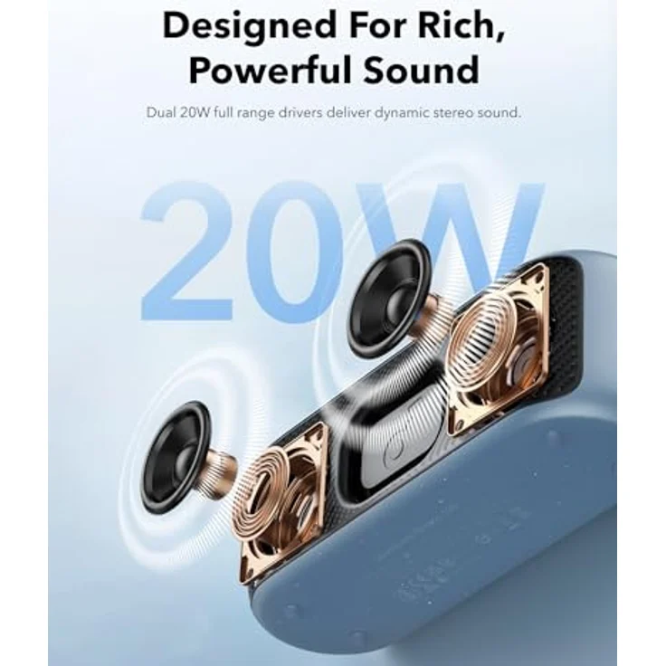 soundcore Motion 100 Bluetooth Lautsprecher, Lautsprecher Boxen mit Wireless Hi-Res, 2 Vollbereichstreiber für Stereo, Outdoor Ultra-Mobiles Design, Anpassbarer EQ, Kraftvoller Bass & IPX7 (Schwarz) – Bild 5