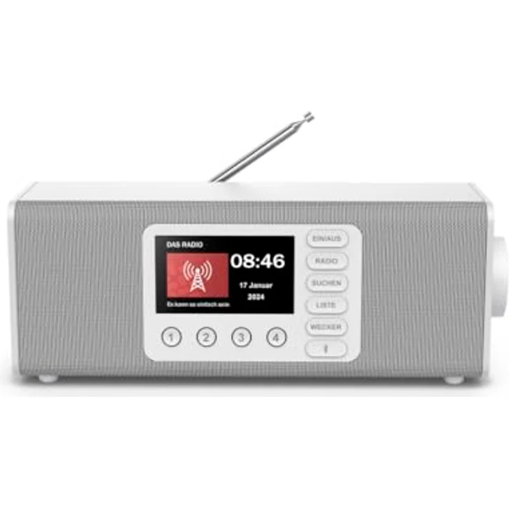 Hama Digitalradio DR2002, FM/DAB/DAB+/Bluetooth® RX, Radiowecker, Stereo, Weiß – Bild 1