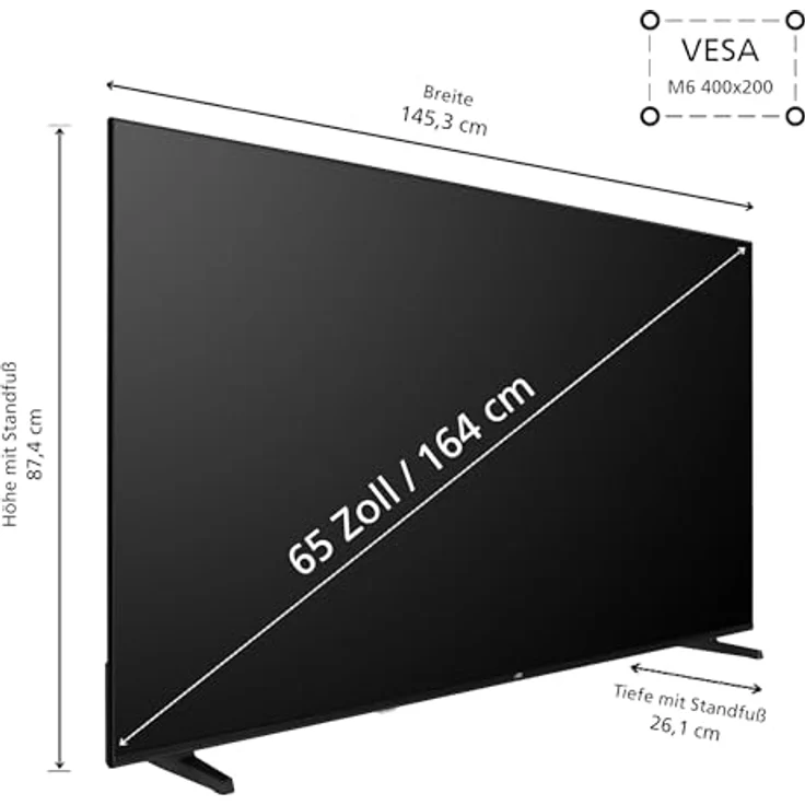 JVC QLED Fernseher 65 Zoll Smart TV VIDAA LT-65VDQ3455 4K UHD, HDR Dolby Vision Triple-Tuner, LED TV schwarz – Bild 3
