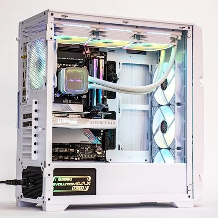 Enermax MarbleShell MS31 ARGB, weißes Tempered Glass Midi-Tower PC-Gehäuse mit 4x PWM 120mm ARGB-Lüftern und USB 3.2 Typ C – Bild 7