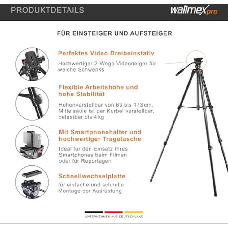 Walimex pro Advanced 173 SH Videostativ – Bild 2
