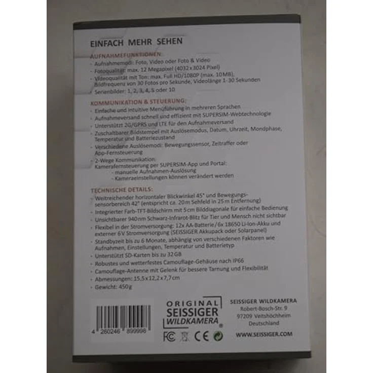 Seissiger Wildkamera Pro-Cam LTE SUPERSIM-Edition, 24 MP, 2K Video, wetterfest, Schwarzblitz, inkl. 32GB SD-Karte – Bild 8