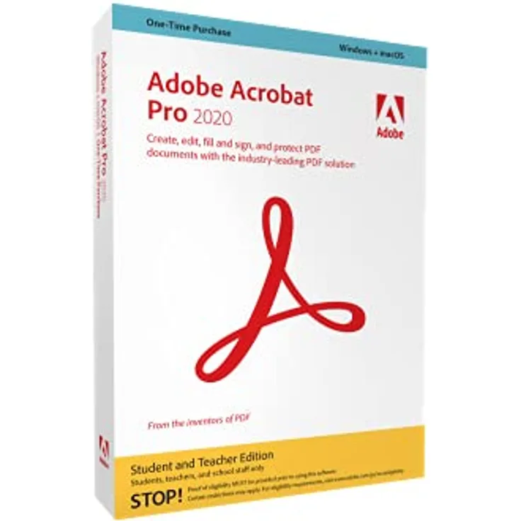 Adobe Acrobat Pro 2020 deutsch für Studenten und Lehrer (Nachweis erforderlich)|EDU||Retail|1 Gerät|unbegrenzt|PC/MAC|Disc|