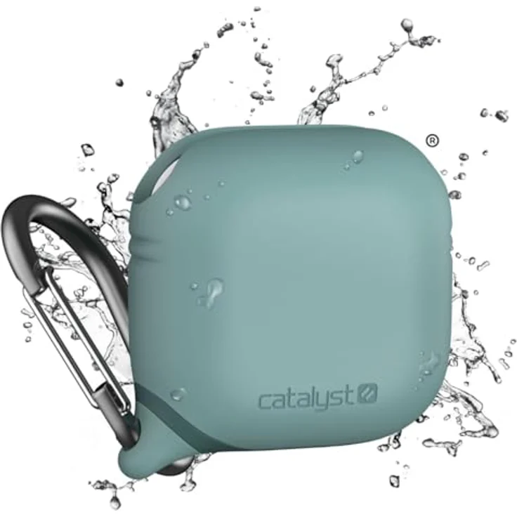 Catalyst Wasserdichtes Case für Apple AirPods, IP67 Schutzhülle mit Karabinerhaken, grün – Bild 1
