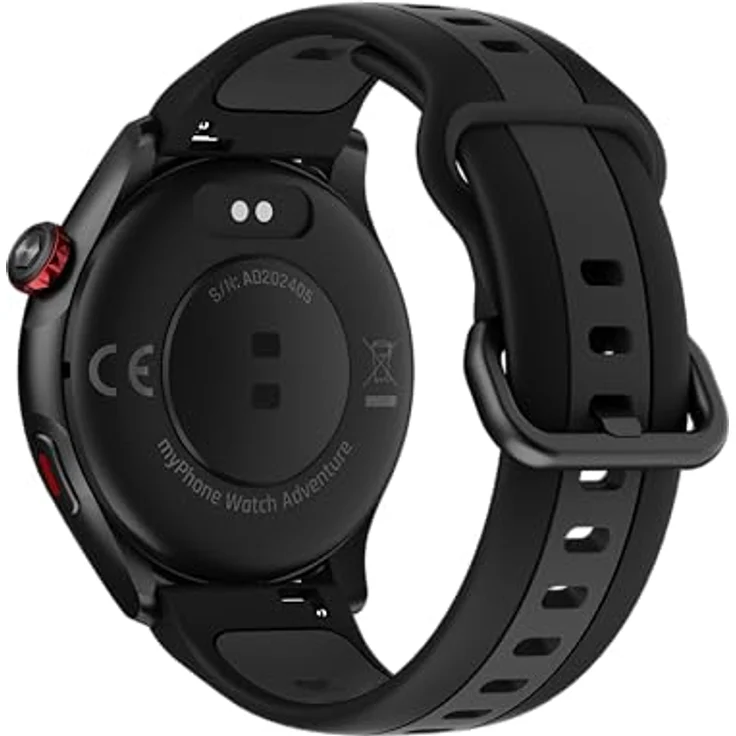 MP myPhone Smartwatch Watch Adventure Black großer 360-mah-Akku, Bis zu 14 Tage Akkulaufzeit, 1,43 Zoll, GPS, 50 Sportmodi, SOS-Taste, Kompass, wasserdicht, Bluetooth – Bild 2