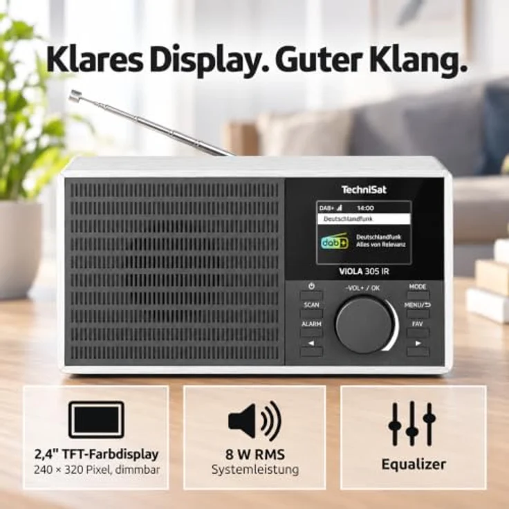 TechniSat Digitalradio Viola 305 Ir, DAB+, UKW, Internetradio, Bluetooth, dimmbares TFT-Farbdisplay, Wecker, silber – Bild 4