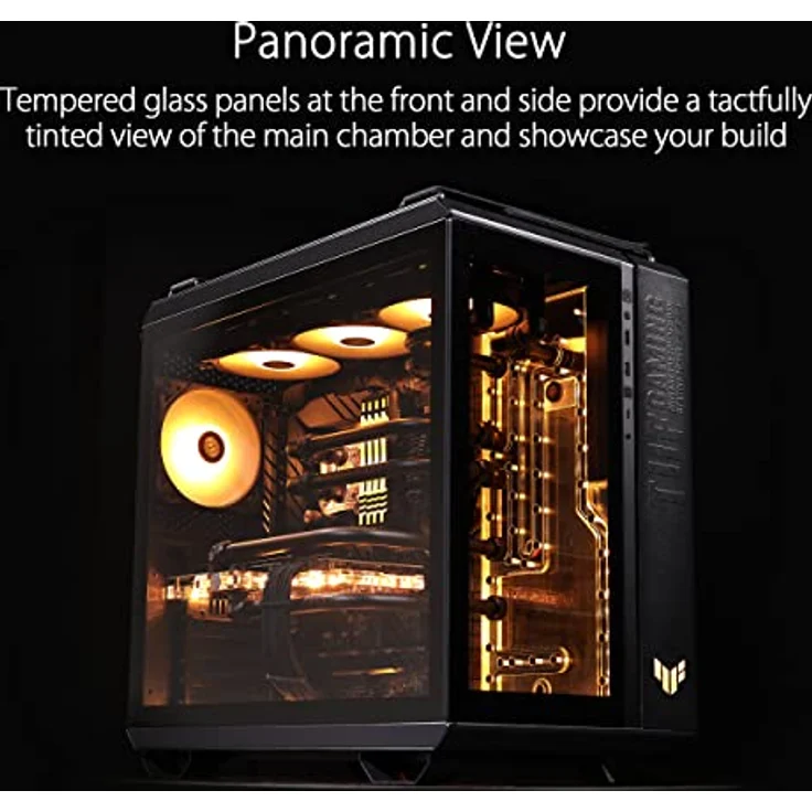 ASUS TUF Gaming GT502 Plus TG ARGB Black PC-Gehäuse für Gaming-PC, Mid ATX, Dual-Kamera, werkzeuglose Seitenplatten, USB 3.2 Gen2 Typ-C, 4 vorinstallierte ARGB-Lüfter, Schwarz – Bild 3