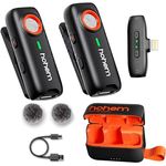 hohem MIC-01 Wireless Lavalier Mikrofon für iPhone iOS, mit Geräuschunterdrückung, MFi-Zertifiziert, Fernbedienung, Integriertem Speicher, kabelloses Mikrofon für Live-Stream in schwarz