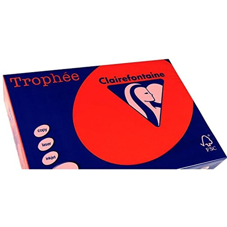 Clairefontaine Trophée 1005C, 250 Blatt DIN A3 Druckerpapier, 160g, korallenrot, FSC-zertifiziert