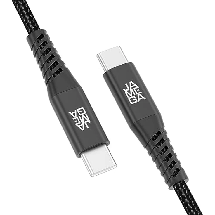 JAMEGA - USB Typ C Kabel Schwarz 2m | Fast Charge Sync für iPhone 15 Pro Max iPad Pro Air Samsung Macbook Tablets Huawei – Bild 1