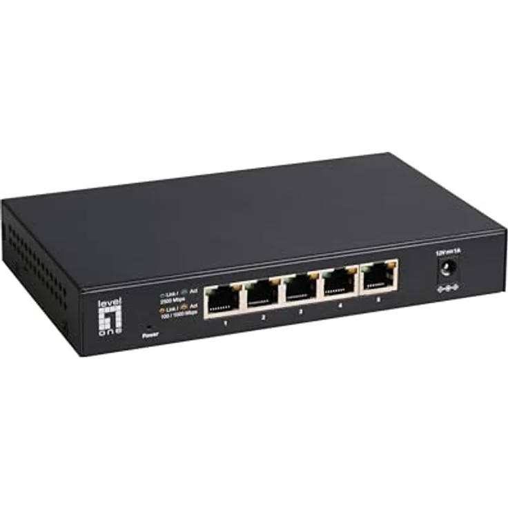 LevelOne GEU-0525 5-Port Unmanaged 2,5-Gigabit Ethernet Switch, schnelle Installation, Jumbo-Frames, IEEE 802.3x Flow Control – Bild 1