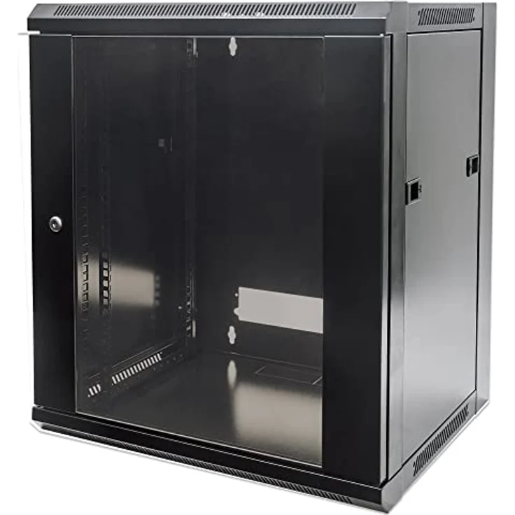 Intellinet 19" Wandverteiler, 12 HE Serverschrank mit Sicherheitsglastür, Schwarz – Bild 1