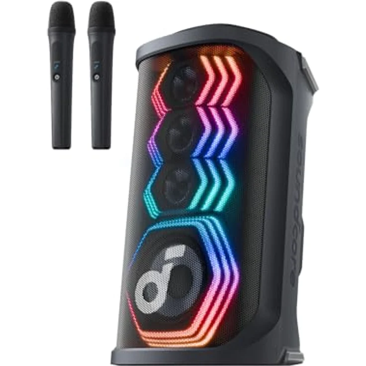 soundcore Rave 3S Partybox, Bluetooth Lautsprecher mit 200W Sound, KI-Karaoke, 2 kabellose Mikros, Lichtshow, 12h Spielzeit für innen & außen – Bild 1