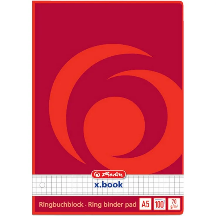 Herlitz Aktenordner 100 Blatt Herlitz Ringbucheinlagen DIN A5 kariert 6-fach Lochung, weißes holzfreies Papier, 70g/m²