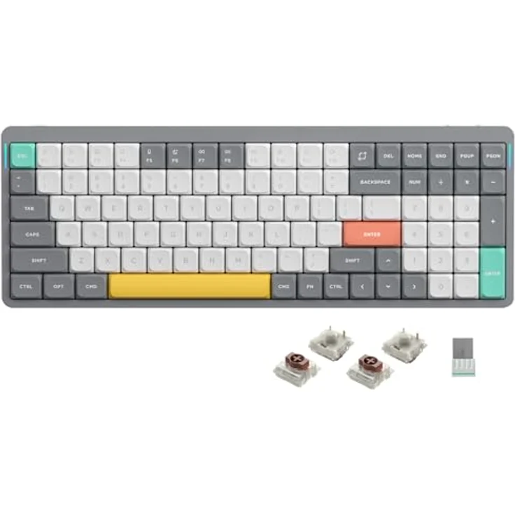 nuphy Air96 V2 Mechanische Tastatur Kabellos mit niedrigem Profil, RGB Hot-Swap, Grey Gateron Brown Switch – Bild 1