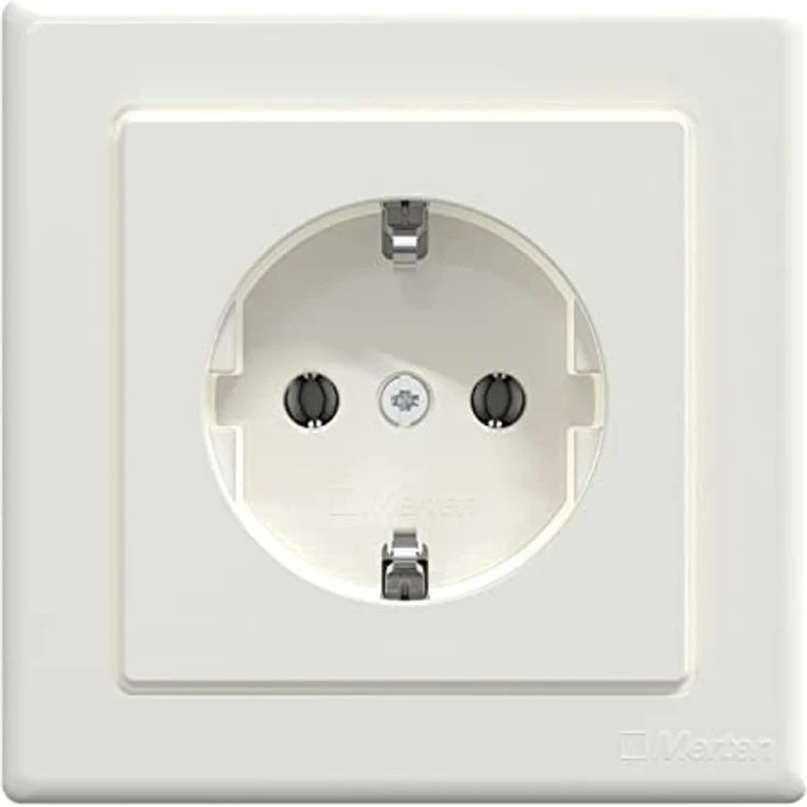 Merten MEG2301-1519 SCHUKO-Steckdose mit voller Abdeckplatte, Steckklemmen, polarweiß, M-SMART, Weiß – Bild 2