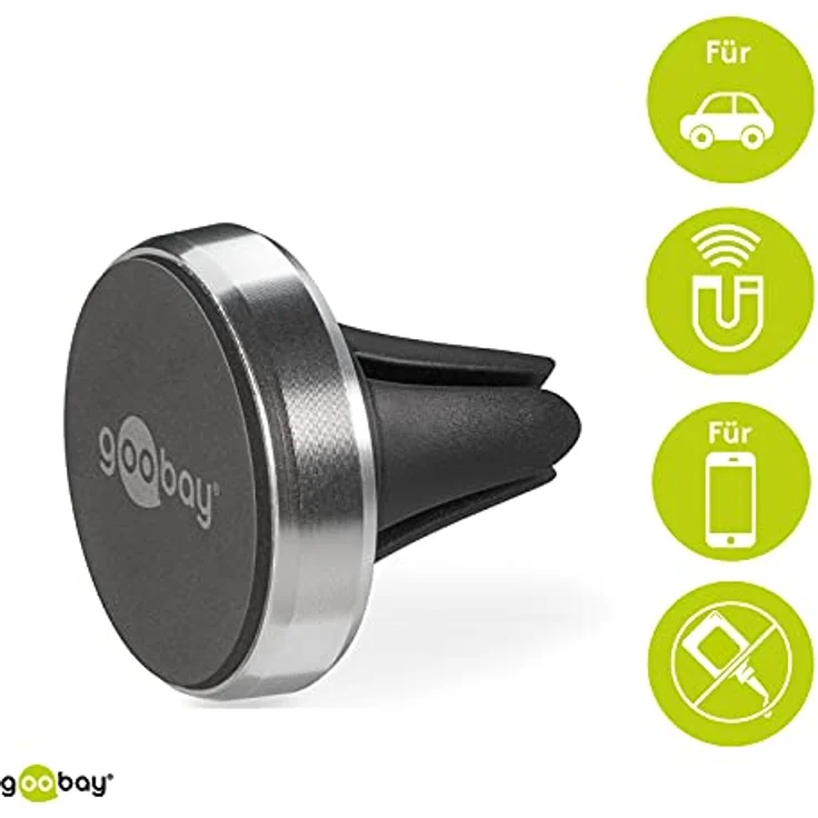Goobay 38685 Magnethalterungs-Set Universal im Slim Design für Smartphone Auto schwarz-silber – Bild 3