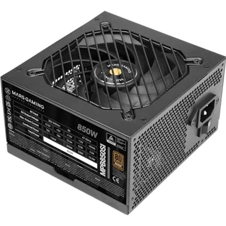 Mars Gaming MPB850SI, ATX-Netzteil 850W, 80Plus Bronze, 90% Effizienz, 7 Jahre Garantie, SI Extreme Silence Lüfter, Schwarz