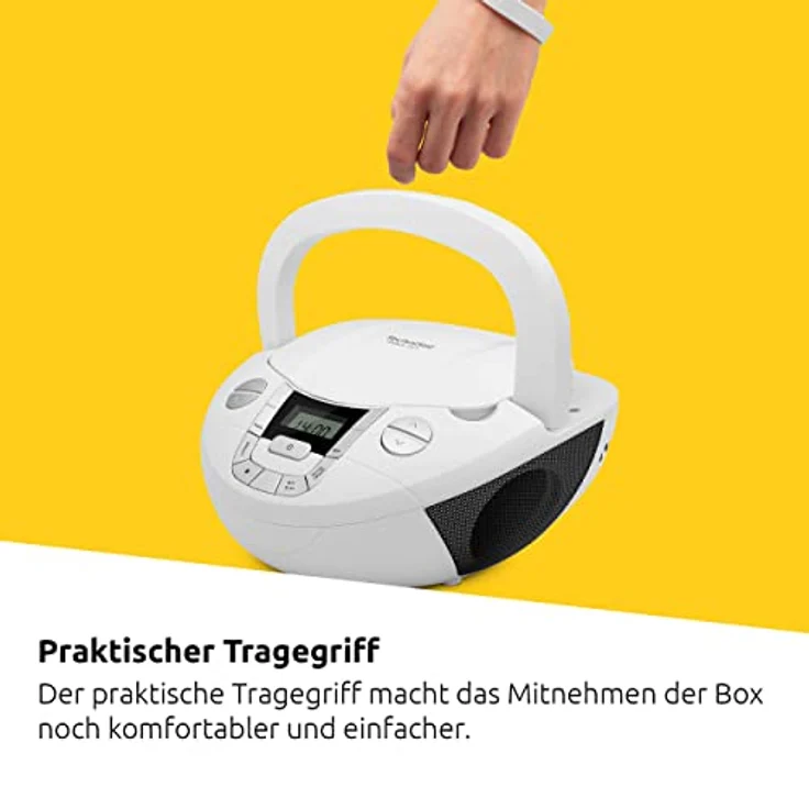 TechniSat Viola CD-1 - tragbarer Stereo CD-Player, Boombox mit Tragegriff (Netz- und Batteriebetrieb, UKW, Bluetooth, 2 x 1 Watt) – Bild 7