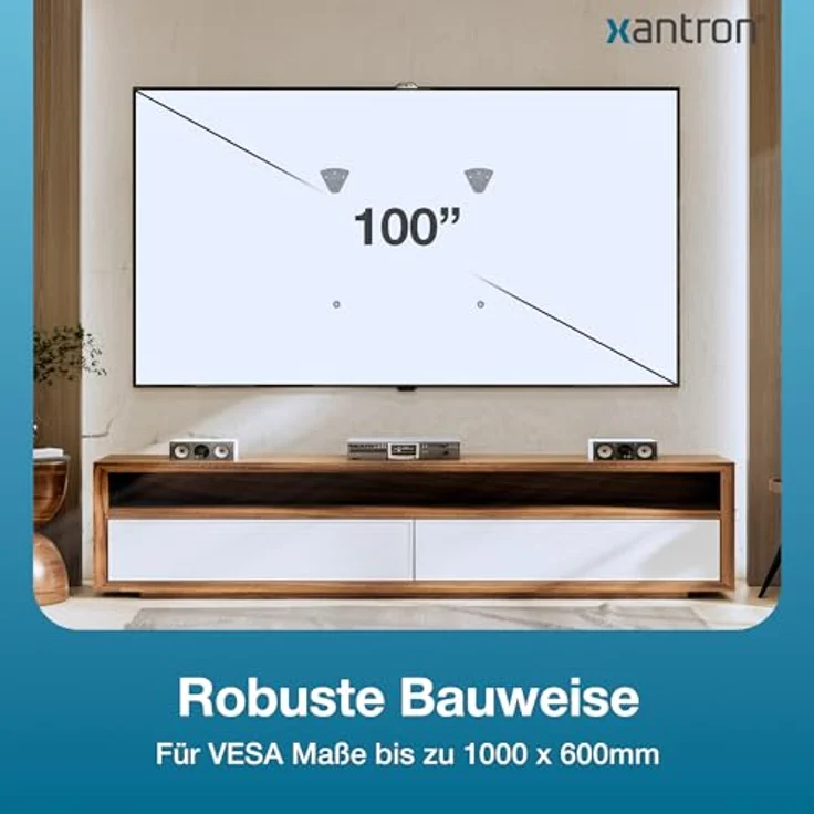 Xantron SLIMLINE-LED22 TV Wandhalterung, Ultra Slim für 32–100" Fernseher, bis 75 kg, Trockenbau geeignet – Bild 2