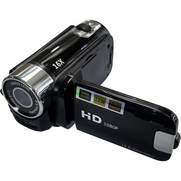 KKmoon HD Digital Video Camera Camcorder, Tragbare Vlogging Kamera mit 16MP, 1080P FHD, 2,7 Zoll drehbarem LCD, 16X Digitalzoom, Schwarz