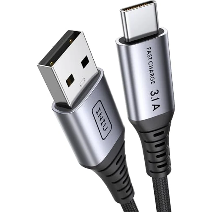 INIU USB C Ladekabel 2m, 3.1A Typ C Kabel für Schnellladung, Geflochtenes USB A auf USB-C Kabel, kompatibel mit iPhone 16/15 Pro, Samsung Galaxy S24/S23 Ultra, Pixel 9, iPad Air, Switch, Steam – Bild 1