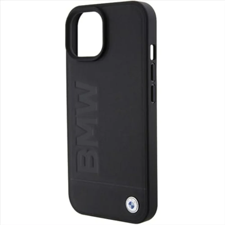 BMW Handyhülle Case iPhone 15, Echtleder schwarz mit Metalllogo, 6,1 Zoll, Kantenschutz – Bild 6