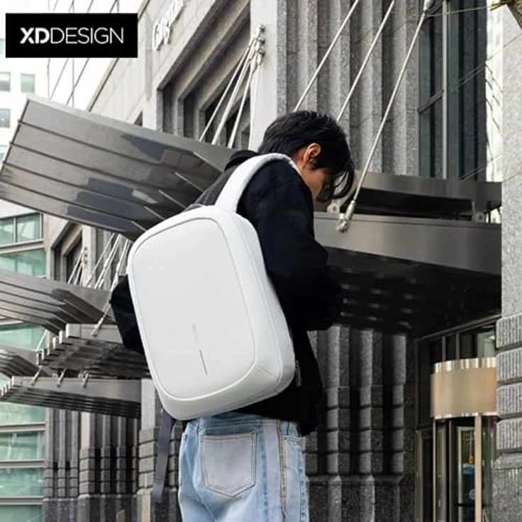XD Design Bobby Edge Business-Rucksack, 46 cm Laptopfach aus 100% PET, in Off White – Bild 7