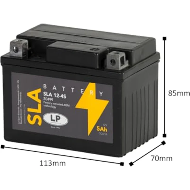 Landport Batterie AGM SLA 12V 5Ah, wartungsfreie Motorrad Startbatterie MS SLA 12-4S, auslaufsicher und leicht – Bild 5