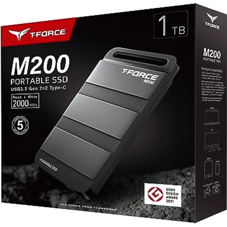 Team Group M200 Portable SSD 1 TB, USB-C 3.2 Gen 2x2 (20 Gbit/s), Graphene-Kühltechnologie, hohe Geschwindigkeit – Bild 7