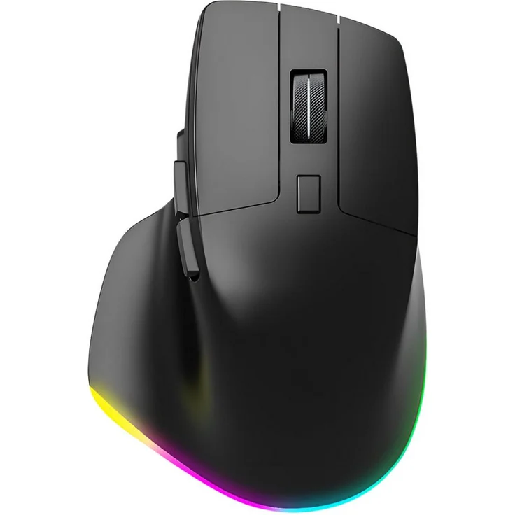 S&T Design RGB Gaming Maus Kabellos Wireless Schwarz, Ergonomisch mit 2400 DPI, 6 Tasten, 7 RGB Beleuchtungsmodi, Bluetooth und USB-C