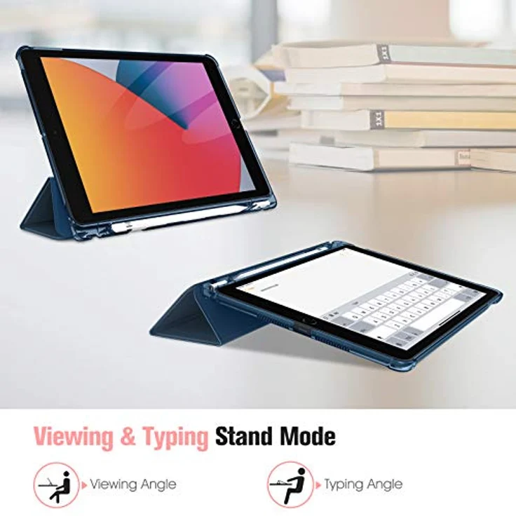 Fintie Hülle für iPad 9. Generation 2021/8. Gen 2020/7. Gen 2019 10.2 Zoll mit Stifthalter, ultradünne leichte Schutzhülle mit transparenter Rückseite und Auto Schlaf/Wach Funktion, Marineblau – Bild 4