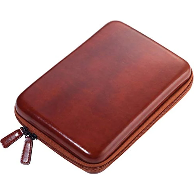 TROIKA Brown TRAVEL CASE, Organizer Etui mit Reißverschluss, 3 Innenfächer, 6 Elastikband-Schlaufen, Trennwand, Kunstleder, Samt, braun, schwarz – Bild 1