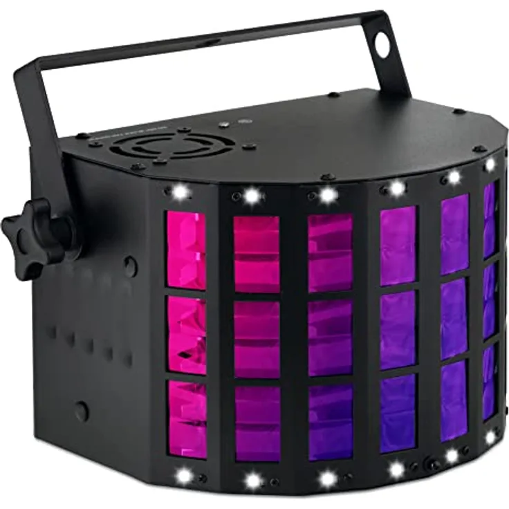Showlite DS-3 LED Derby Lichteffekt - Hybrid-Strahleneffekt mit Stroboskop - RGBW Licht-Effekt für Party, Bar und mobile DJs - Hybrid Strahler mit DMX Steuerung & Mikrofon für Musiksteuerung