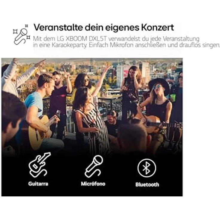 LG xboom DXL5T, rollbarer Bluetooth-Lautsprecher mit 200 W, Karaoke- & DJ-Funktionen, Beleuchtung, Schwarz [Modelljahr 2024] – Bild 5
