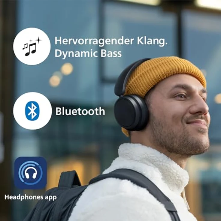 Philips TAH5209 Over-Ear-Kopfhörer (Geräuschisolierung, Multi-Point-Verbindung, Sprachsteuerung, Alexa, Google Assistant, A2DP Bluetooth, AVRCP Bluetooth, Bluetooth, HFP) – Bild 6