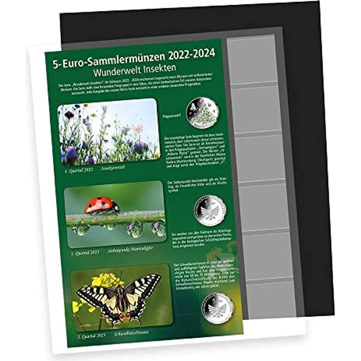 Schwäbische Albumfabrik Premium-Münzenalbum 5 Euro Insektenreich 2022-2024, inkl. 3 Blätter für 9 Münzen – Bild 2