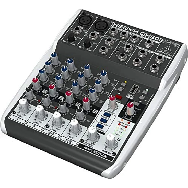 Behringer XENYX QX602MP3 Premium 6-Input 2-Bus Mixer mit XENYX Mic Preamps, British EQ, MP3 Player und Multi-FX – Bild 1