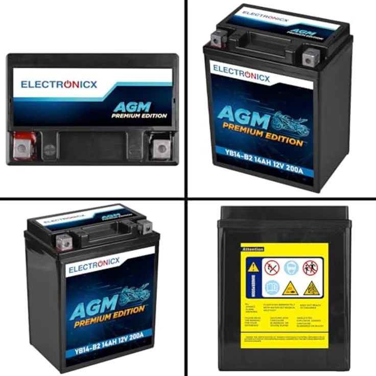 Electronicx YB14-B2 AGM Motorradbatterie, 14Ah 12V, wartungsfrei, rüttelfest, auslaufsicher für Motorrad, Roller, Quad und JetSki – Bild 9