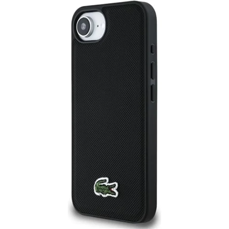 Lacoste Case Iconic Petit Pique Woven Logo MagSafe, Smartphone Hülle aus strapazierfähigem PU-Material für iPhone 16e, Schwarz – Bild 2