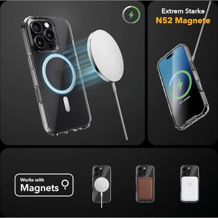 Woodcessories - iPhone 16 Pro Clear Case mit MagSafe | Transparente Handyhülle mit Kameraschutz | Anti Yellowing, Anti Kratzschutz, Dünn | DIY Knöpfe – Bild 3