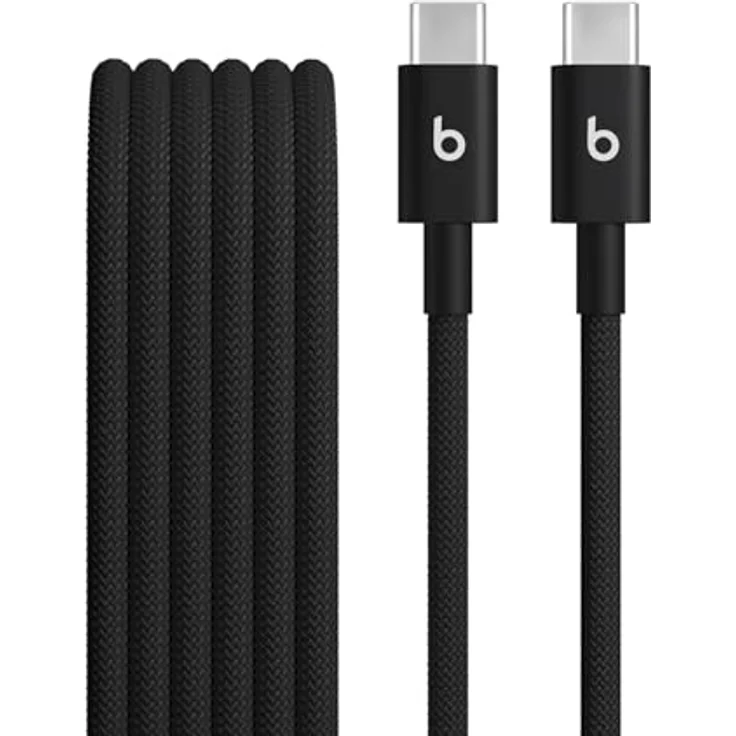 Beats USB-C auf USB-C Gewebtes Kabel, schnelles Laden mit 60 Watt, langlebiges Design, kompatibel mit Apple und Android Produkten, 1,5 m – Power-Schwarz – Bild 1